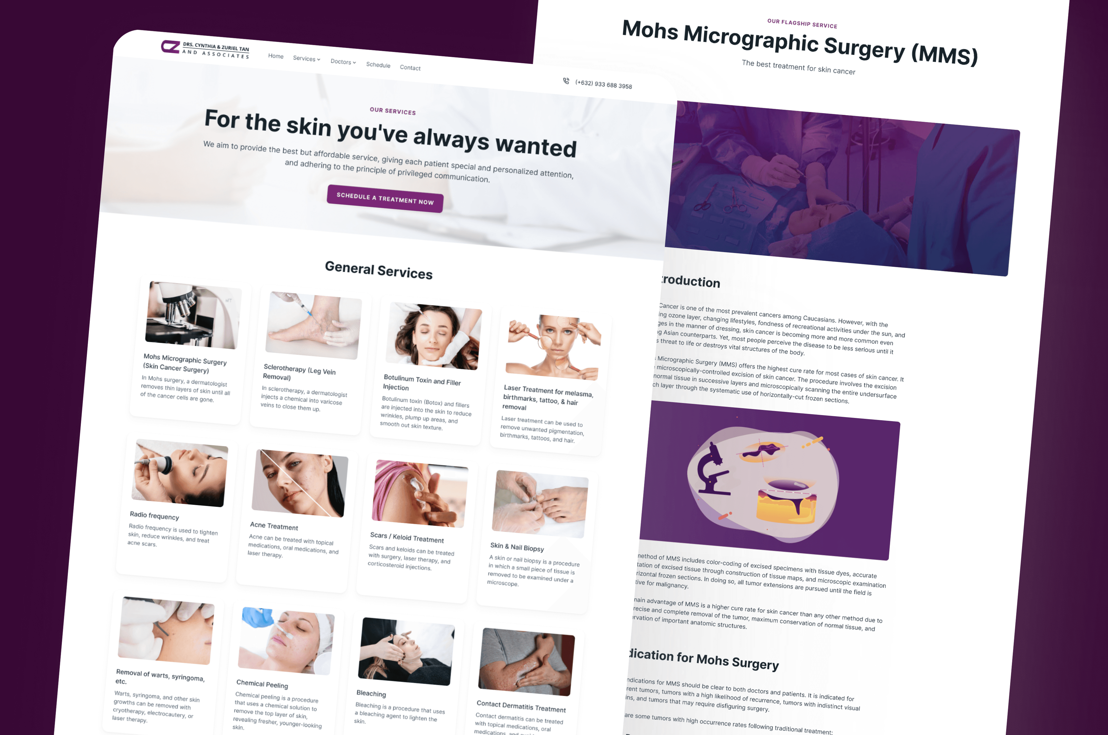 High-fidelity prototype showcasing the services page and the blog page